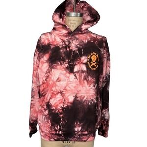 Lake of the Woods Club Venice Tie Dye Skull Graphic Hoodie Mens Size M Pink